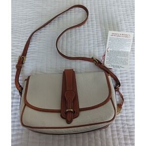 Vintage Dooney & Bourke Essex Crossbody Handbag Leather Handbag OffWhite And Tan
